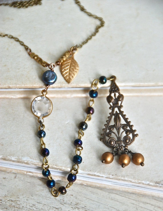 Items similar to Long beaded gypsy bohemian tassel necklace / y ...