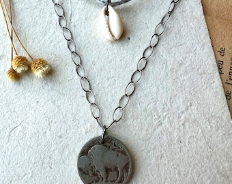 Long and layered Buffalo coin necklace, cowrie shell necklace, festival necklace, bohemian necklace, double strand necklace, Summer necklace