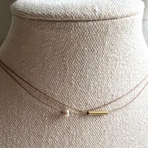Brass and Faux Pearl Choker: Minimalist Layering Necklace