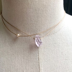 Amethyst choker necklace, rough cut gemstone necklace, crystal choker, crystal necklace, pearl choker, layering necklace, boho necklace