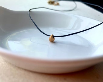 Tiny gold nugget choker, dainty black choker, gold teardrop choker, minimalist necklace, layering necklace, simple choker, everyday necklace