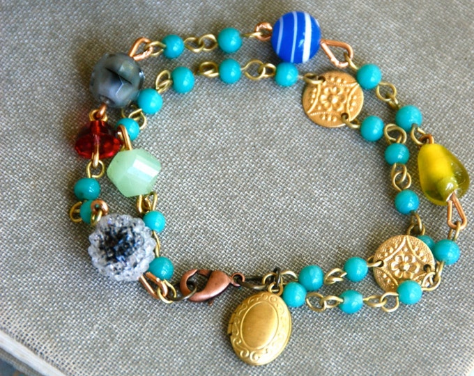 Gypsy Charm Bracelet. Colorful Multi Strand Charm Bracelet. Etsy