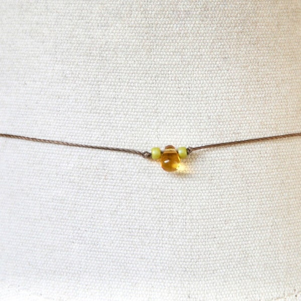 Choker necklace,teardrop choker,citrine choker,beaded choker,string choker,simple choker,minimalist necklace, dainty choker,boho choker