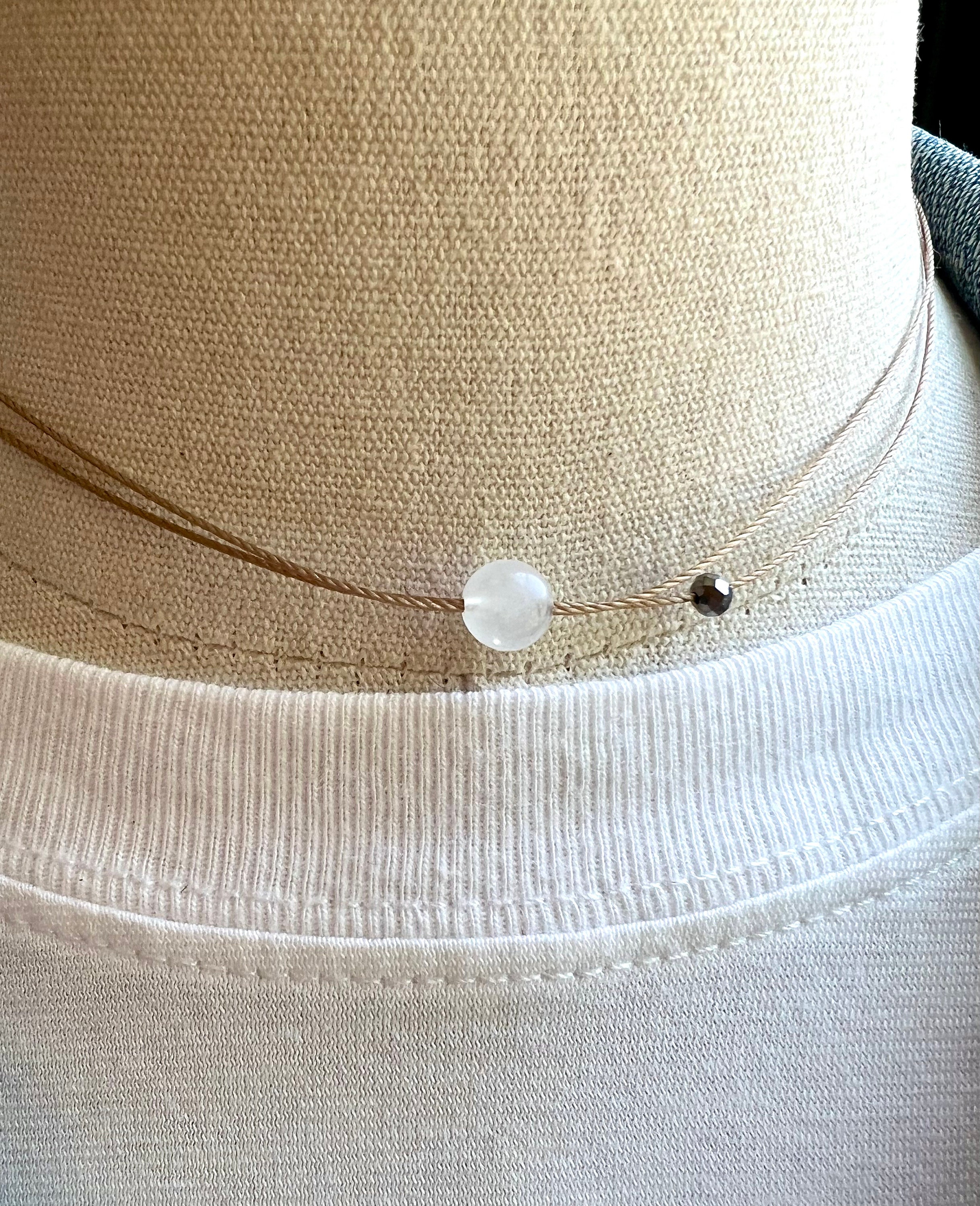 Sea Glass and Pearl Choker, Double Choker, Layering Necklace, Dainty Necklace,  String Choker, Boho Choker, Summer Necklace, Gift for Her 