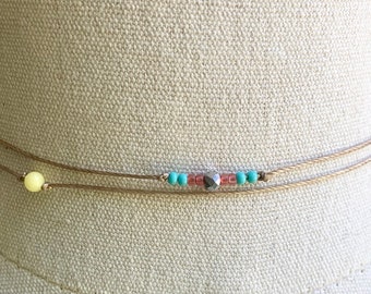 Minimalist beaded choker, string choker, double choker, layering necklace, simple choker, boho choker, summer necklace, friendship necklace