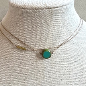 Teal Glass Bead Choker: Double Strand Boho Necklace