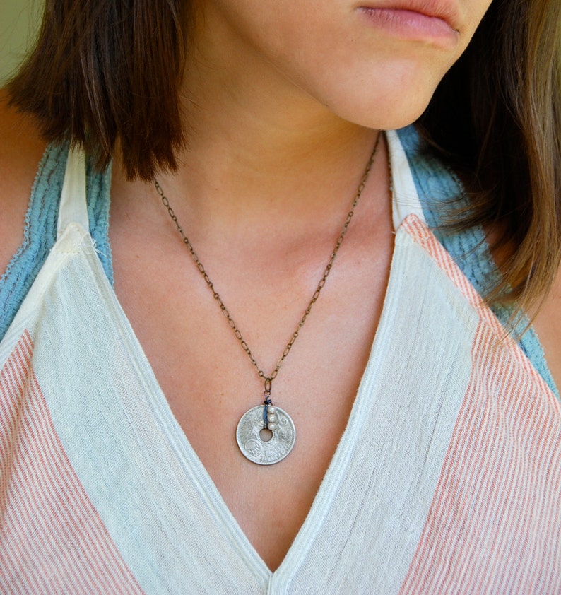Vintage French Bohemian Coin Necklace/coin Necklace/boho Etsy