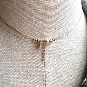 Dainty pearl choker, beaded choker, simple choker, string choker, layering necklace, layered necklace, everyday necklace, gift for her