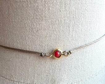 Red dot choker necklace, string necklace, cord necklace, layering necklace, simple necklace, everyday necklace,valentines gift, red choker