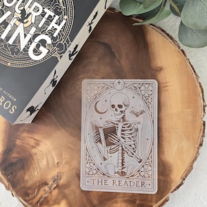 Marcapáginas de cartas del tarot de esqueleto, regalo para ella, lista de lectura, marcadores para lectores, regalos para clubes de lectura, decoración gótica para lectores