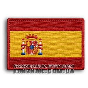 Spain flag embroidery patch Bandera de España. Hook & Loop. Iron on. Magnetic Layer. Sew on