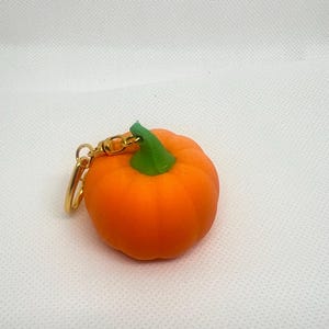 Mini Pumpkin Keychain  Orange & Green Fall Decor Charms