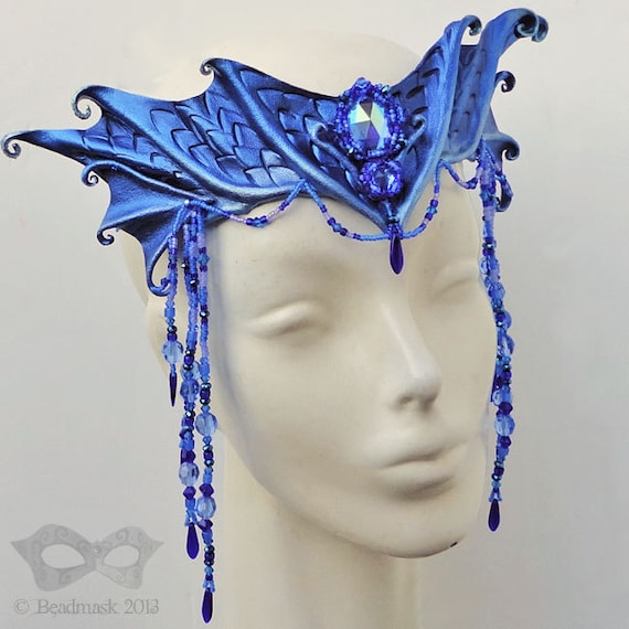 Items similar to Siren's Song Custom Leather Headdress with Beaded Veil ...