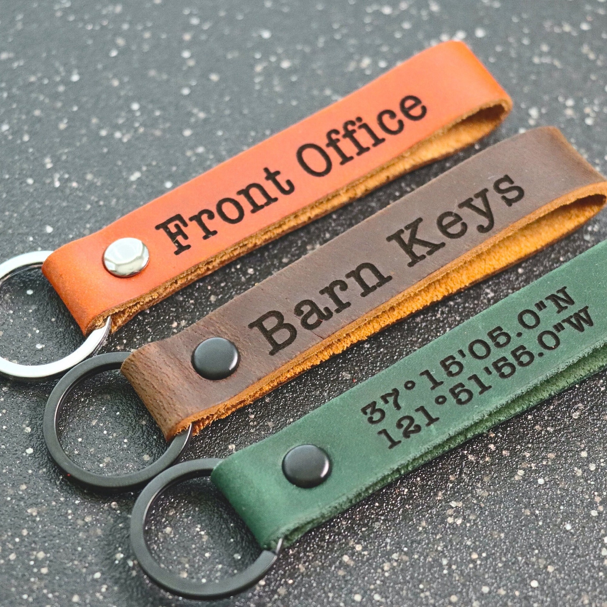 Personalized Leather Keychain. Custom Leather Keychain. Monogrammed Leather Key fob