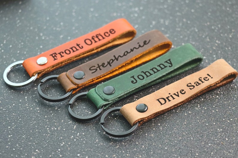Personalized Leather Keychain. Custom Leather Keychain. Monogrammed ...