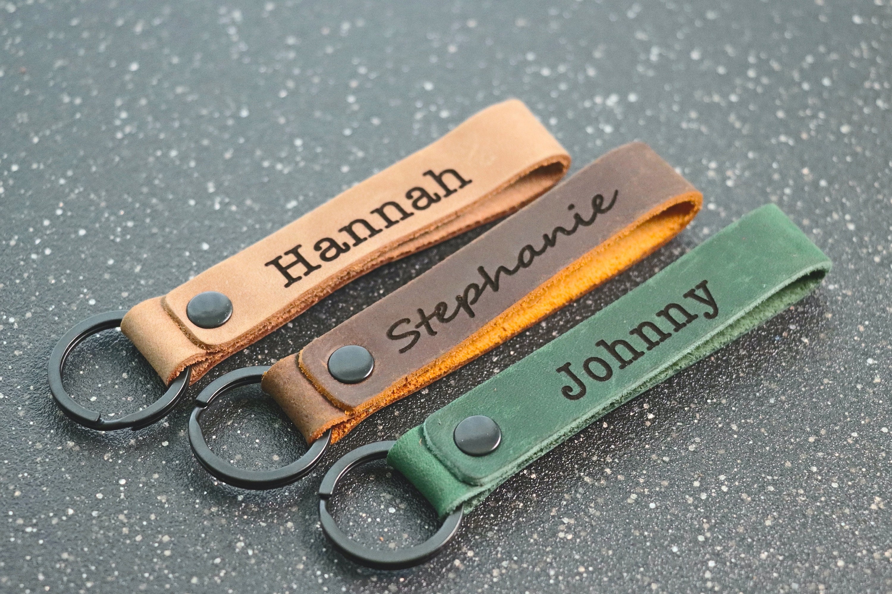 Personalized Leather Keychain. Custom Leather Keychain. Monogrammed ...