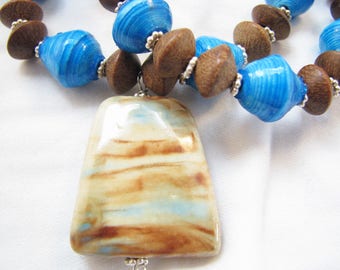 Lake and Bark Necklace and Earring Set