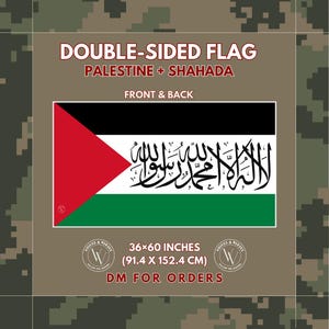 Palestinian Flag With Shahada | 36×60 inches (91.4 x 152.4 cm) | Global Shipping