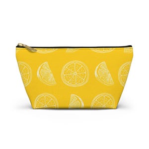 Bright Lemon Accessory Pouch, Cute Makeup Bag, Zippered Organizer for Travel, Gift for Fruit Lovers, Summer Essentials, Trendy Travel Pouch