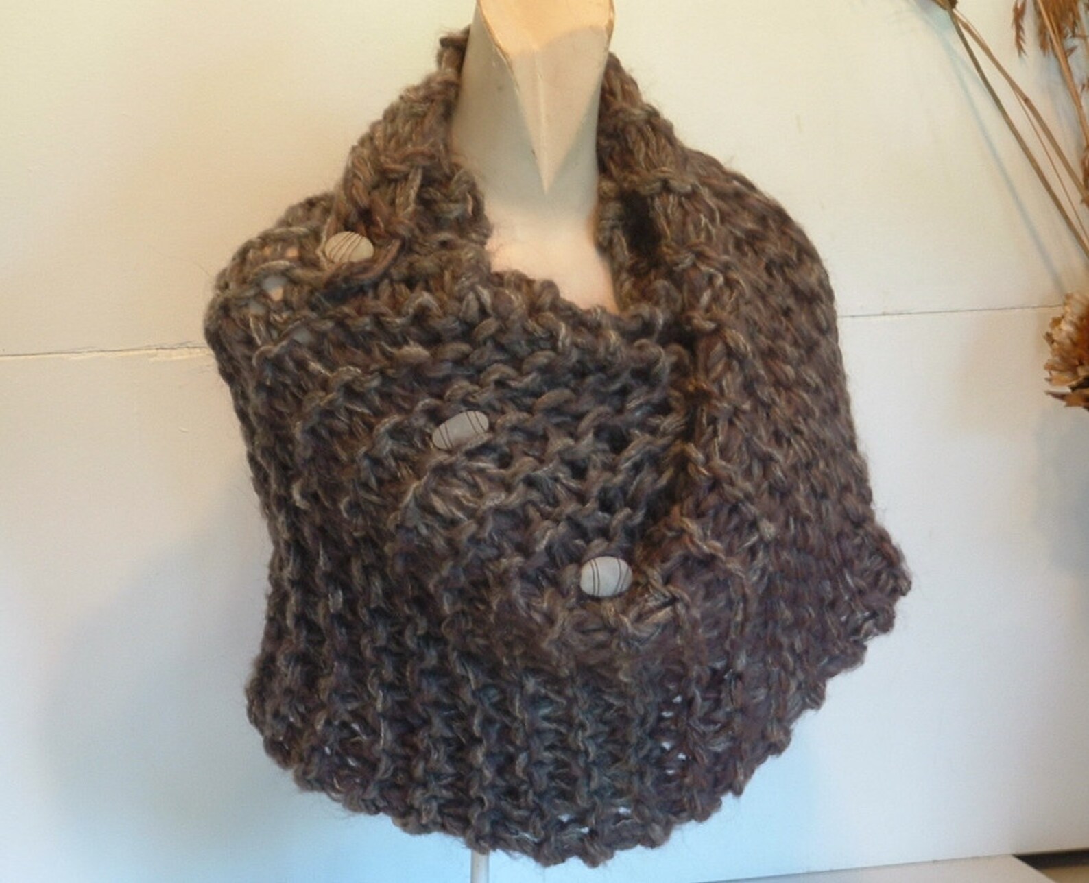 Shawl scarf wrap cowl chunky knit ultra soft warm browns Etsy