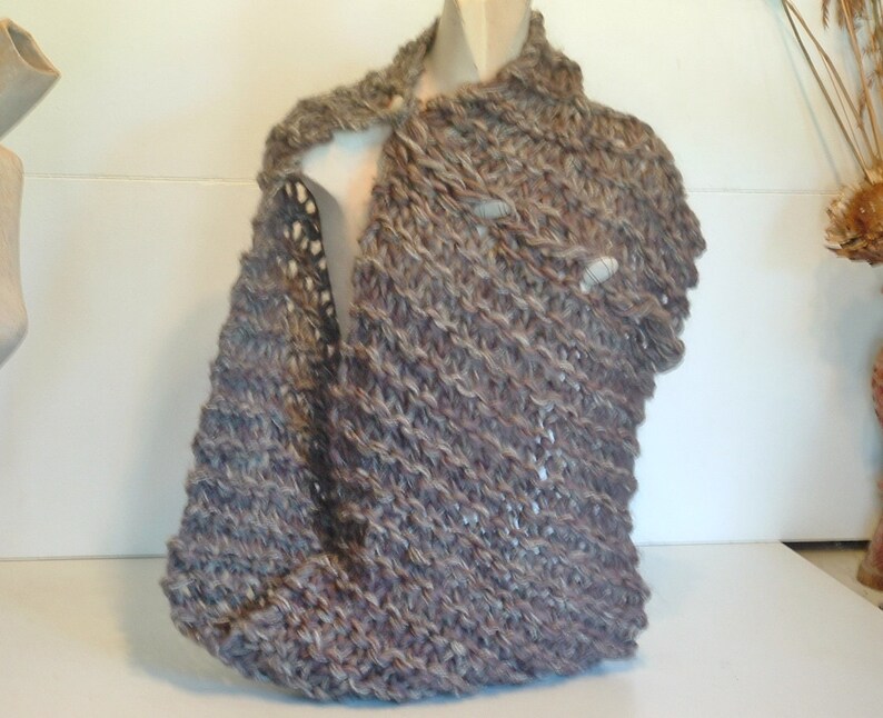 Shawl scarf wrap cowl chunky knit ultra soft warm browns Etsy