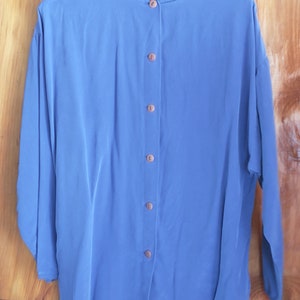 Silk blouse vintage Alfred Sung Express woman's size 10 royal blue shirt in excellent used condition with no apparent imperfections image 5