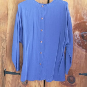Silk blouse vintage Alfred Sung Express woman's size 10 royal blue shirt in excellent used condition with no apparent imperfections image 3