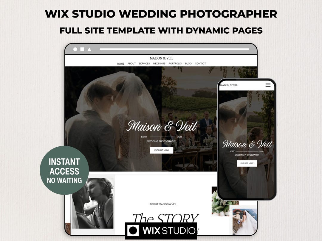 Wix Studio Wedding Photographer Portfolio Website Template | CMS ...