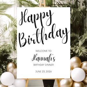 Simple Birthday Dinner Party Celebration Welcome Sign | Instant Download | Editable DIY Template | Sizes 12x18, 18x24, 24x36 | Clean Modern