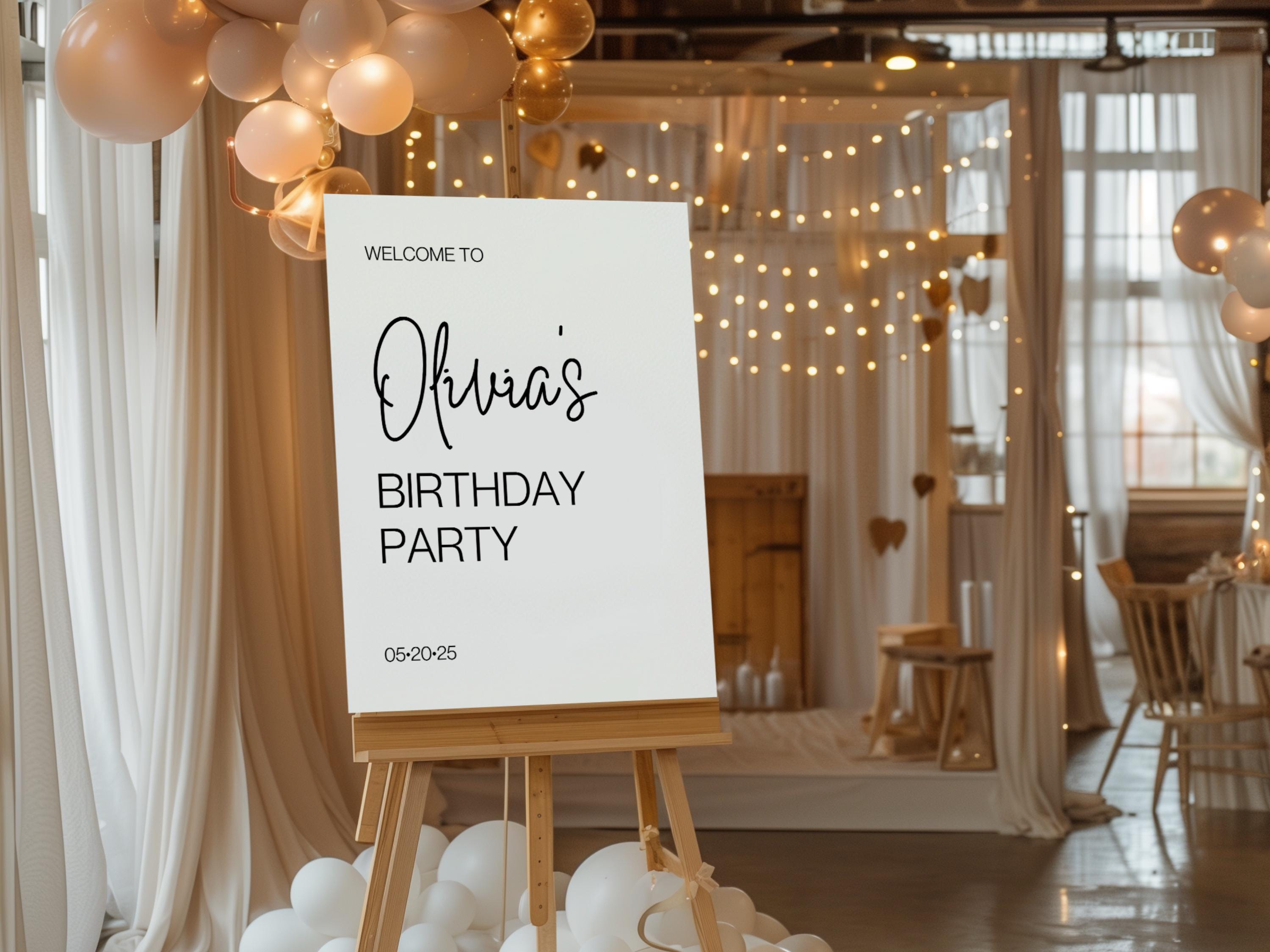 Simple Birthday Party Welcome Sign Instant Download Editable DIY 