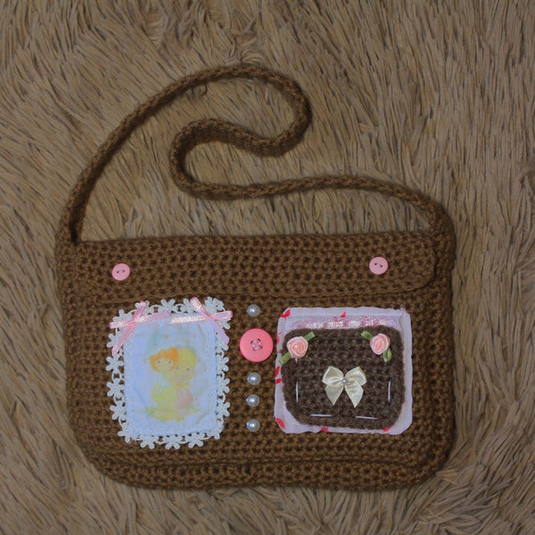 precious moments crochet messenger bag