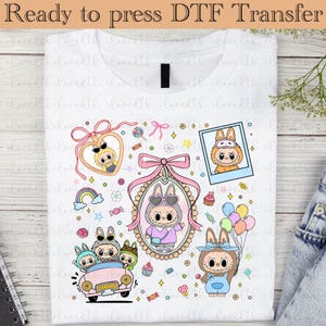 Doll Cartoon dtf, Color Doll dtf, Pink Cartoon Character ready to press ,Heat Transfer, Girl or Woman Transfer
