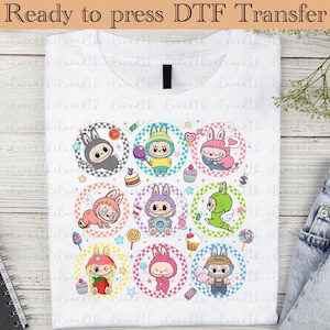 Doll Cartoon dtf, Color Doll dtf, Pink Cartoon Character ready to press ,Heat Transfer, Girl or Woman Transfer