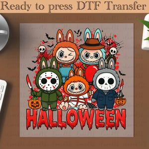 Halloween Doll Cartoon dtf, Color Doll dtf, Halloween Pink Cartoon Character ready to press ,Heat Transfer, Girl or Woman Transfer