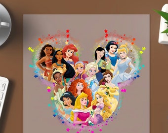 Disney Princess Ready To Press,Disney Heat Transfer,Rapunzel Dtf,Moana Dtf,Tiana DTF,Cinderella DTF,Aurora DTF,Disney Girl or Woman Transfer