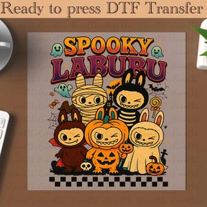Halloween Doll Cartoon dtf, Color Doll dtf, Halloween Pink Cartoon Character ready to press ,Heat Transfer, Girl or Woman Transfer