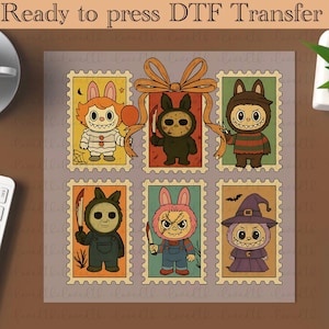 Halloween Doll Cartoon dtf, Color Doll dtf, Halloween Pink Cartoon Character ready to press ,Heat Transfer, Girl or Woman Transfer