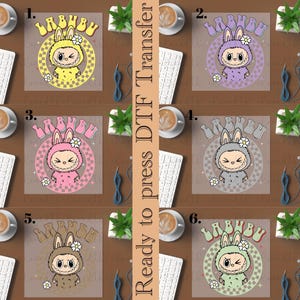 Doll Cartoon dtf, Color Doll dtf, Pink Cartoon Character ready to press ,Heat Transfer, Girl or Woman Transfer