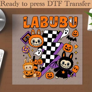Halloween Doll Cartoon dtf, Color Doll dtf, Halloween Pink Cartoon Character ready to press ,Heat Transfer, Girl or Woman Transfer