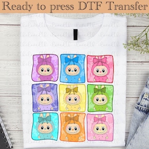 Doll Cartoon dtf, Color Doll dtf, Pink Cartoon Character ready to press ,Heat Transfer, Girl or Woman Transfer