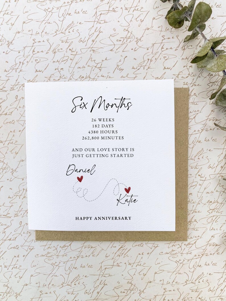 Personalised 6 Month Anniversary Card for Boyfriend or Girlfriend ...