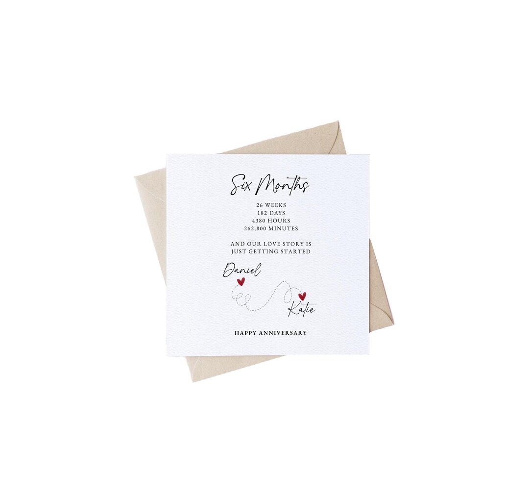 Personalised 6 Month Anniversary Card for Boyfriend or Girlfriend ...
