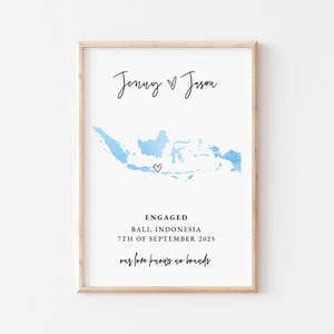 DIGITAL Custom Engagement Map Print: Watercolor Couple Gift (Digital Download)