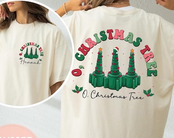 Maglietta natalizia per terapista respiratorio, maglietta con albero di Natale O2, maglietta Rockin' Around The Christmas Tree, maglietta ICU Rn RRT, maglietta RT con nome personalizzato