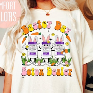 Marchand de Botox le jour de Pâques, t-shirt couleurs confort, chemise d&#39;infirmière esthétique le jour de Pâques, chemise, chemise d&#39;infirmière injecteur, cadeau pour infirmière esthétique