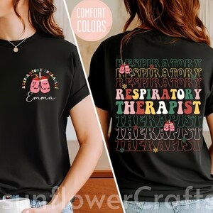 Nurse Christmas Lung Tshirt, Pulmonologist Tshirt, Respiratory Therapist Christmas Shirt, ICU Rn RRT, Custom Name RT Shirt, Rt Nurse Tee