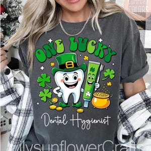 Ein Glücks-Dental-Hygienist-T-Shirt, lustiges Zahnarzt-Patrick-Shirt, Mundhygieniker-T-Shirt, Zahnpasta- und Zahn-Shirt, Zahnarztkommando Patrick's Day