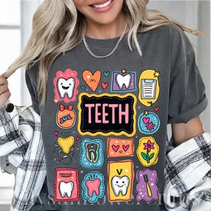 Camiseta de asistente dental, camiseta de equipo dental, camiseta de higienista dental, camiseta de equipo dental, equipo de consultorio dental, dientes, trabajadores de consultorio dental