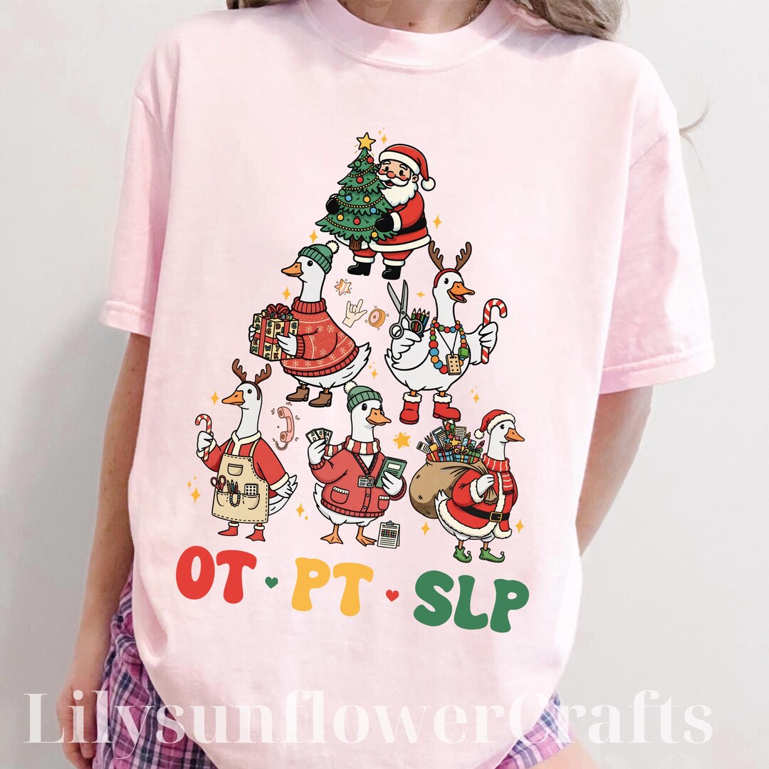Goose OT PT SLP Christmas Tree Shirt, Goose Therapist Holiday Tee ...