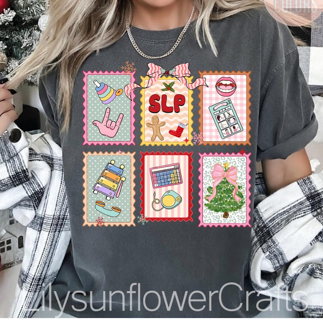 Stamp OT PT SLP Christmas Tree Shirt, Slp Therapist Holiday Tee ...